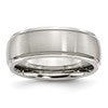 Chisel Stainless Steel Polished with Brushed Center 8mm Ridged Edge Band