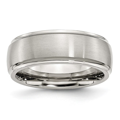 Chisel Stainless Steel Polished with Brushed Center 8mm Ridged Edge Band