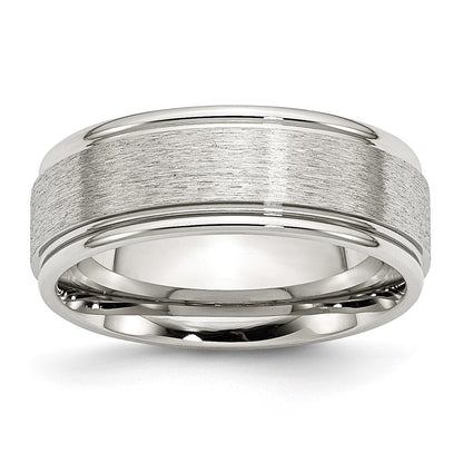 Chisel Stainless Steel Brushed and Polished 8mm Grooved Edge Band