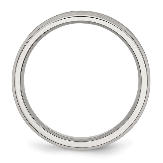 Chisel Stainless Steel Brushed and Polished Concave 6mm Beveled Edge Band