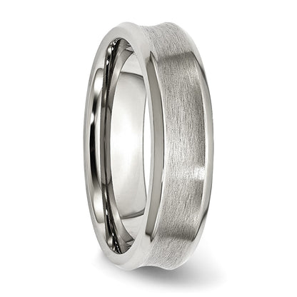 Chisel Stainless Steel Brushed and Polished Concave 6mm Beveled Edge Band
