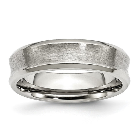 Chisel Stainless Steel Brushed and Polished Concave 6mm Beveled Edge Band