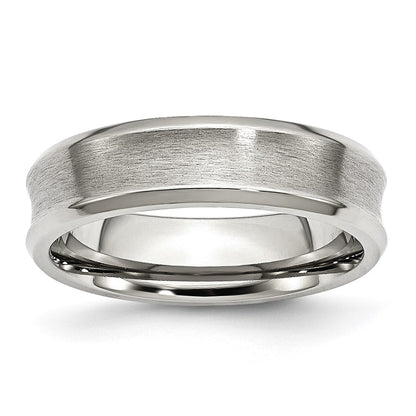 Chisel Stainless Steel Brushed and Polished Concave 6mm Beveled Edge Band