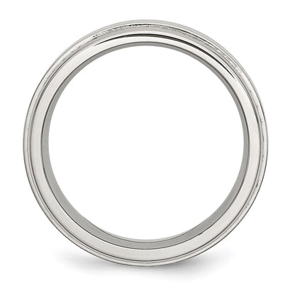 Chisel Stainless Steel Polished with Brushed Center 8mm Ridged Edge Band