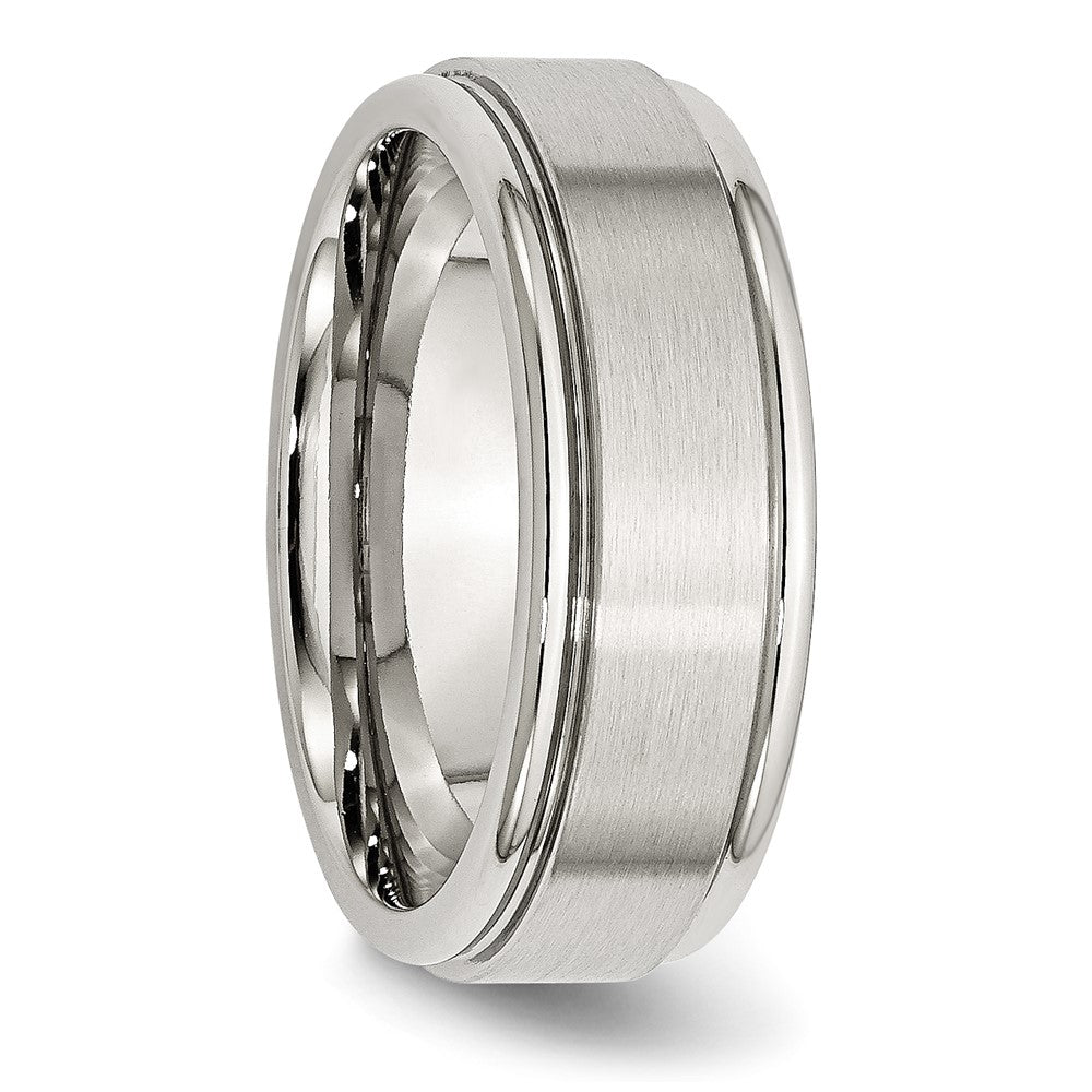 Chisel Stainless Steel Polished with Brushed Center 8mm Ridged Edge Band