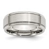 Chisel Stainless Steel Polished with Brushed Center 8mm Ridged Edge Band