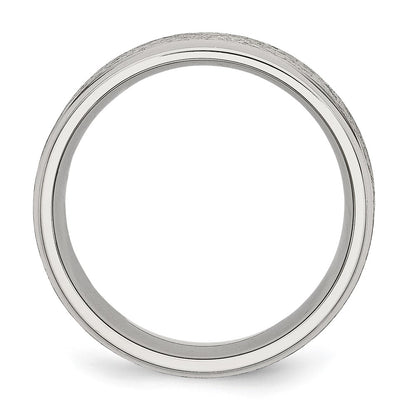 Chisel Stainless Steel Polished with Grain Finish Center 8mm Ridged Edge Band