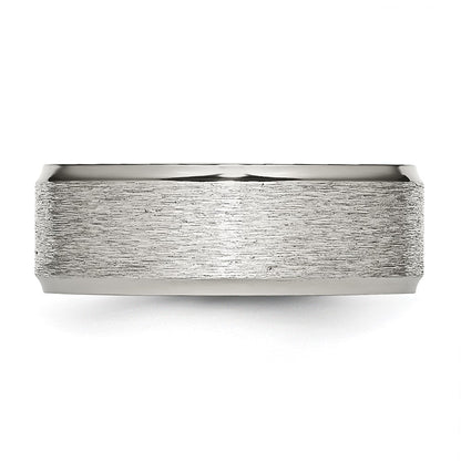 Chisel Stainless Steel Polished with Grain Finish Center 8mm Ridged Edge Band