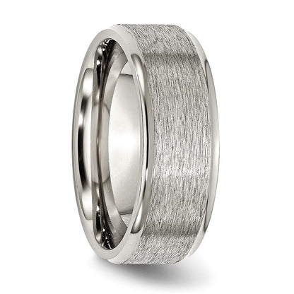 Chisel Stainless Steel Polished with Grain Finish Center 8mm Ridged Edge Band