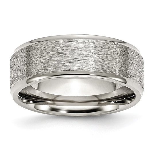 Chisel Stainless Steel Polished with Grain Finish Center 8mm Ridged Edge Band
