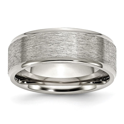 Chisel Stainless Steel Polished with Grain Finish Center 8mm Ridged Edge Band
