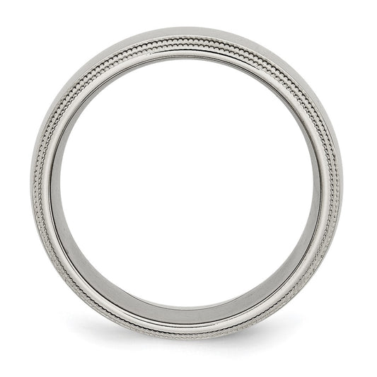Chisel Stainless Steel Polished 8mm Grooved and Beaded Band