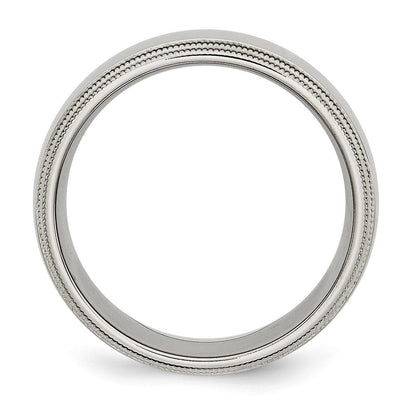 Chisel Stainless Steel Polished 8mm Grooved and Beaded Band