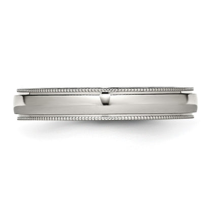 Chisel Stainless Steel Polished 4mm Grooved and Beaded Band