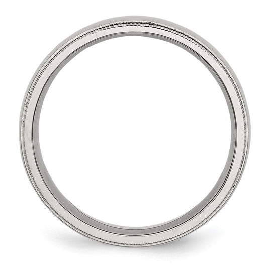 Chisel Stainless Steel Polished 6mm Grooved and Beaded Band