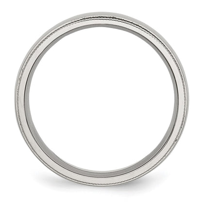 Chisel Stainless Steel Polished 6mm Grooved and Beaded Band