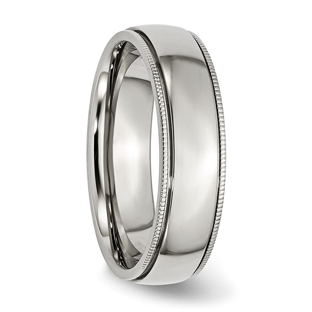 Chisel Stainless Steel Polished 6mm Grooved and Beaded Band