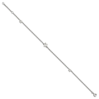 Chisel Stainless Steel Polished Stars 9 inch Anklet Plus 1 inch Extension
