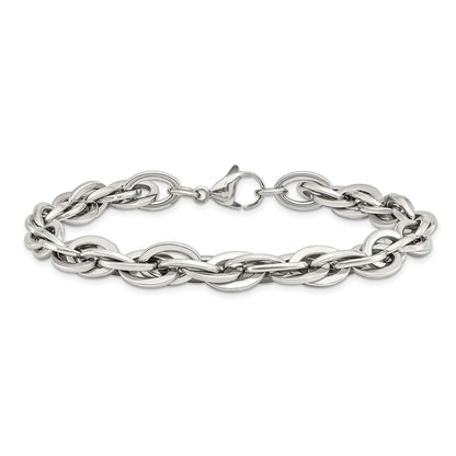 Chisel Stainless Steel Polished 8.25 inch Oval Links Bracelet
