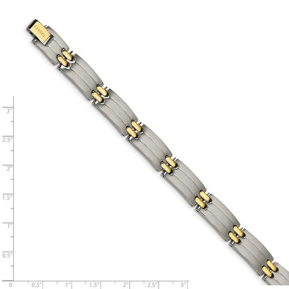 Chisel Stainless Steel Brushed and Polished Yellow IP-plated 8.75 inch Link Bracelet