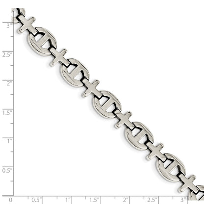 Chisel Stainless Steel Polished 8.5 inch Cross Link Bracelet