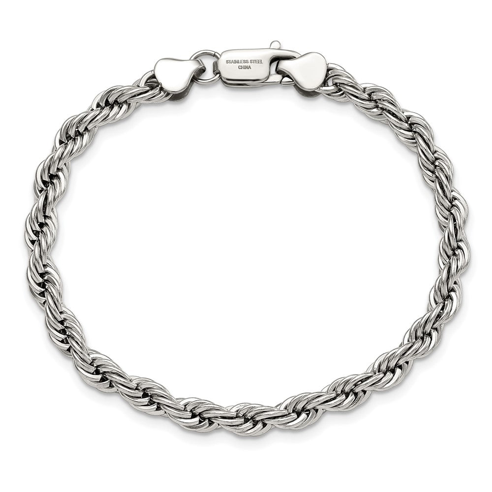 Chisel Stainless Steel Polished 6mm 9 inch Rope Bracelet
