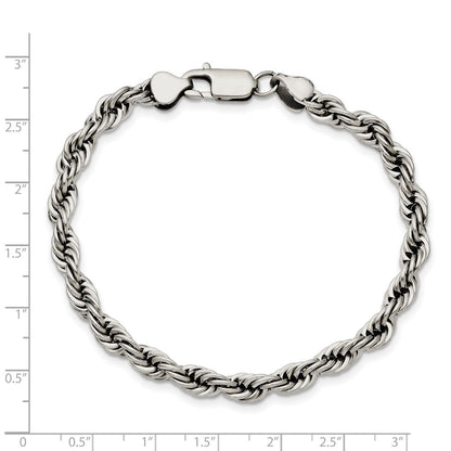 Chisel Stainless Steel Polished 6mm 9 inch Rope Bracelet