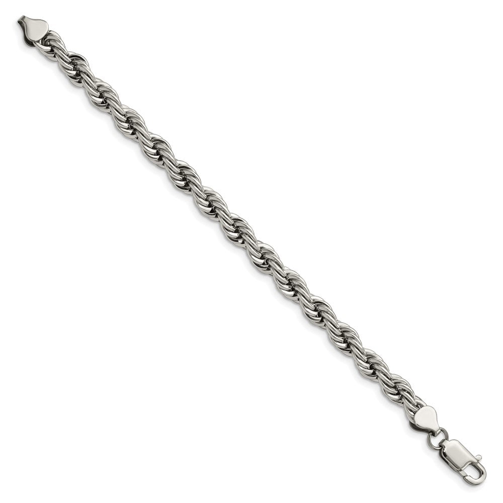 Chisel Stainless Steel Polished 7mm 8 inch Rope Bracelet
