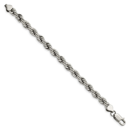 Chisel Stainless Steel Polished 7mm 8 inch Rope Bracelet