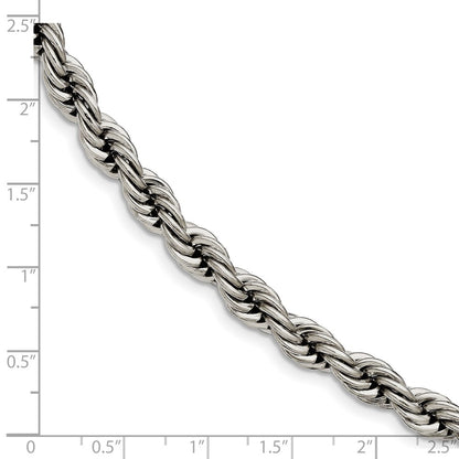 Chisel Stainless Steel Polished 7mm 8 inch Rope Bracelet