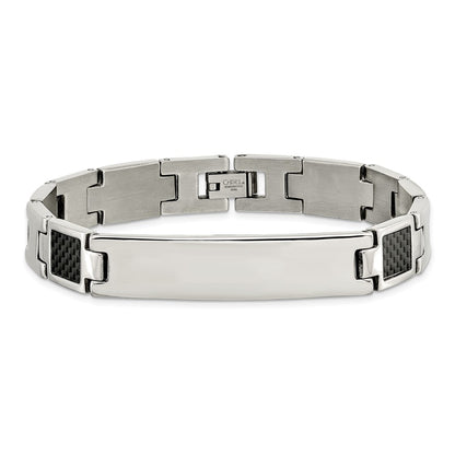 Chisel Stainless Steel Brushed and Polished Black Carbon Fiber Inlay 8.5 inch ID Bracelet