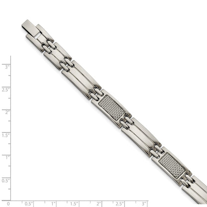 Chisel Stainless Steel Polished with Grey Carbon Fiber Inlay 8.5 inch Link Bracelet