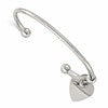 Chisel Stainless Steel Polished with Heart Charm Cuff Bangle