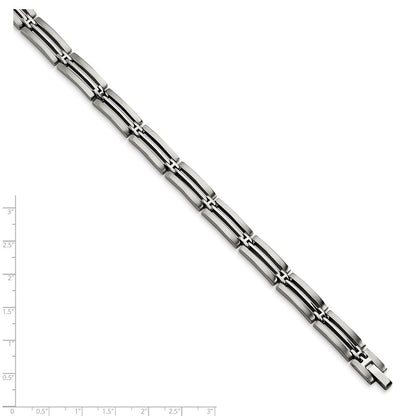 Chisel Stainless Steel Brushed and Polished 8.75 inch Link Bracelet