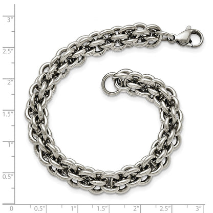 Chisel Stainless Steel Polished 8.5 inch Fancy Circle Link Bracelet