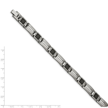 Chisel Stainless Steel Polished with Black Carbon Fiber Inlay 8.75 inch Link Bracelet