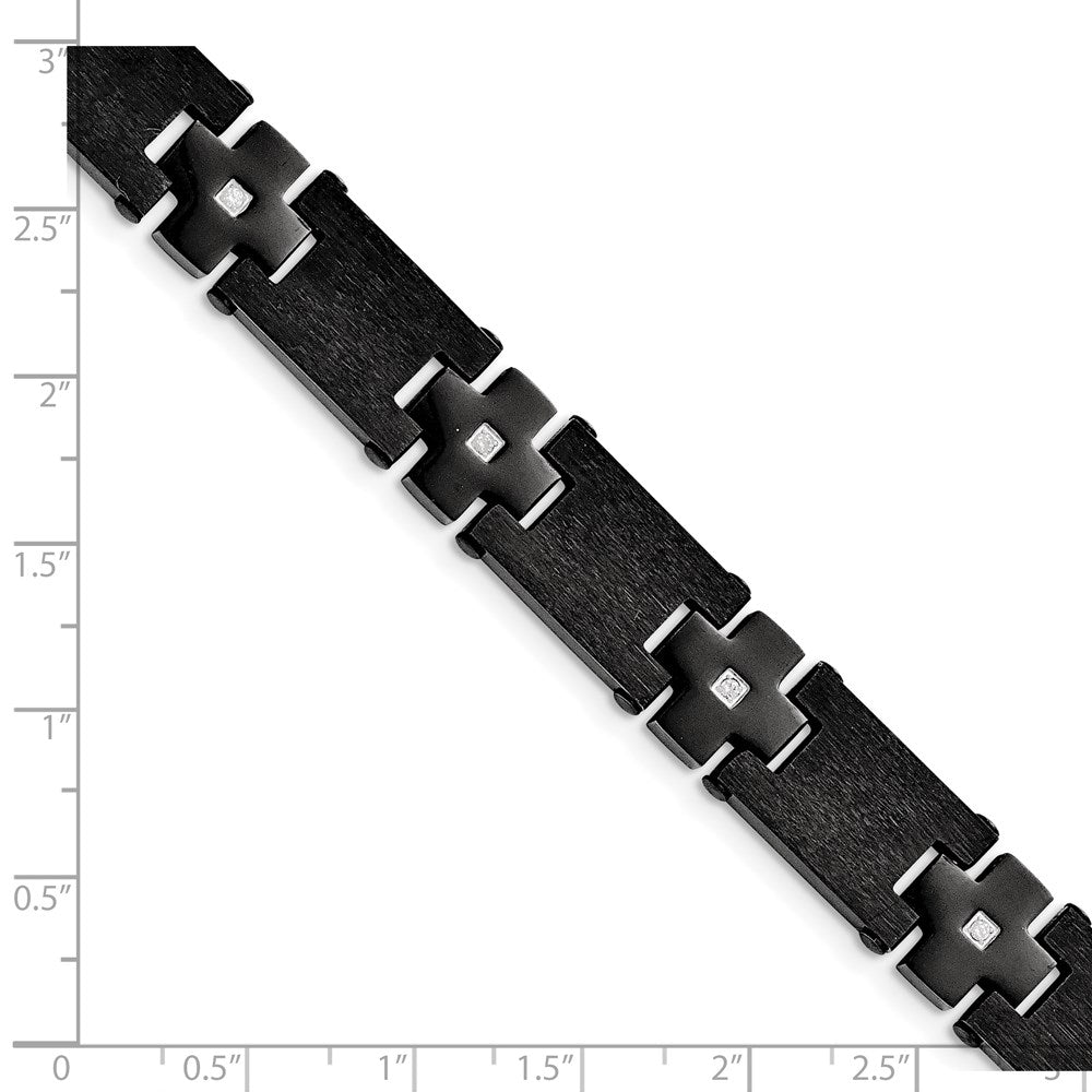 Chisel Stainless Steel Brushed and Polished Black IP-plated with CZ 8.25 inch Link Bracelet