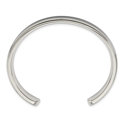 Chisel Stainless Steel Polished with Black Carbon Fiber Inlay Cuff Bangle