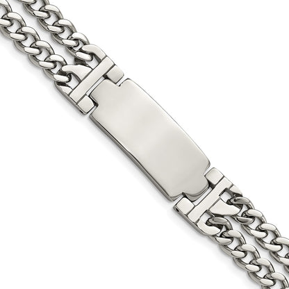 Chisel Stainless Steel Polished 2 Strand Curb Chain 7.75 inch with .5 inch extension ID Bracelet
