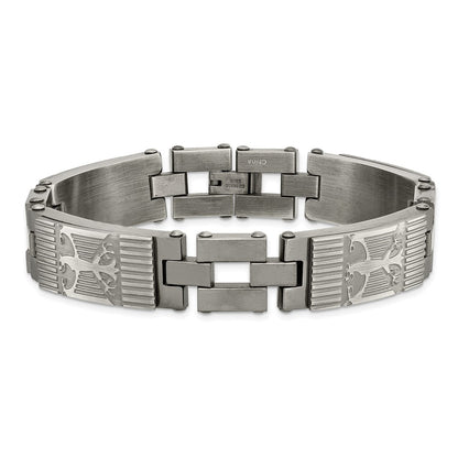 Chisel Stainless Steel Antiqued and Brushed 8.5 inch Eagle Link Bracelet