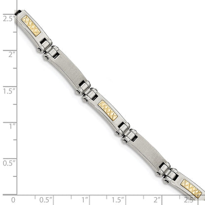 Chisel Stainless Steel with 14k Gold Accent Brushed and Polished 8.25 inch Link Bracelet
