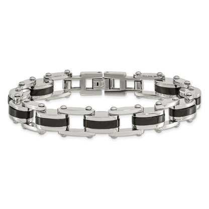 Chisel Stainless Steel Polished Black IP-plated 8.75 inch Bracelet