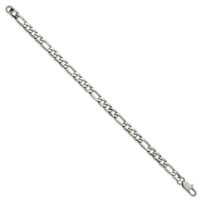 Chisel Stainless Steel Polished 6mm 8 inch Figaro Chain Bracelet