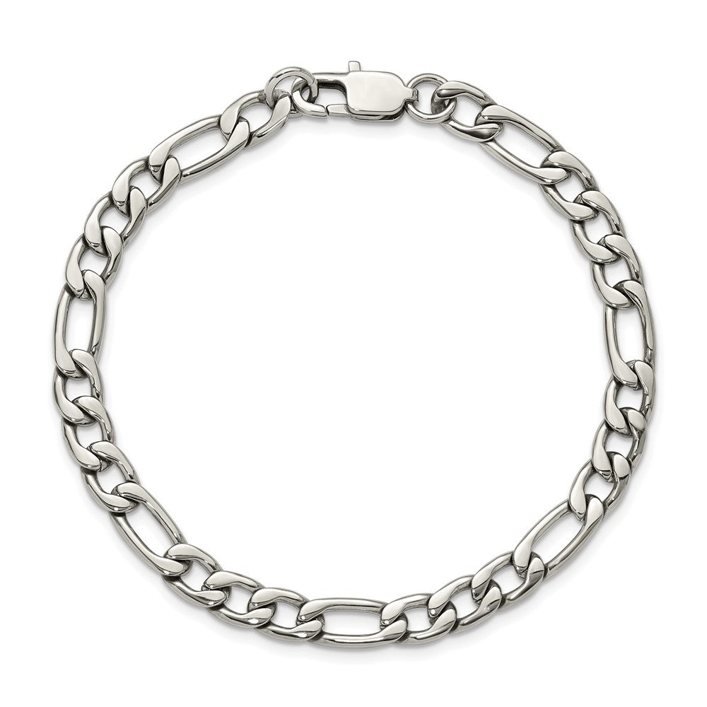 Chisel Stainless Steel Polished 6mm 8 inch Figaro Chain Bracelet