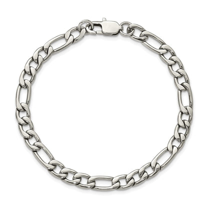 Chisel Stainless Steel Polished 6mm 8 inch Figaro Chain Bracelet
