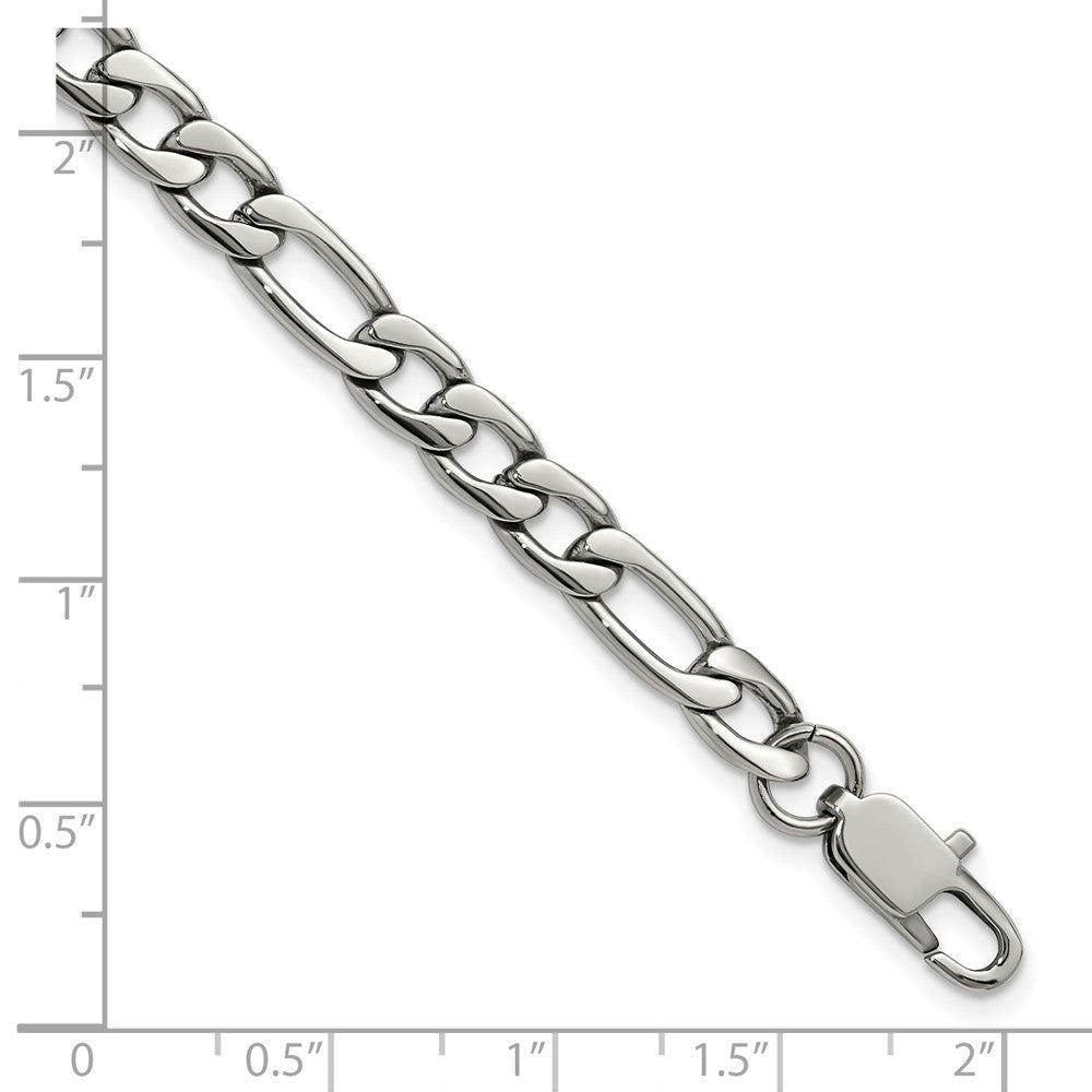 Chisel Stainless Steel Polished 6mm 8 inch Figaro Chain Bracelet