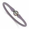 Chisel Stainless Steel 10-11mm Black Tahitian Pearl Black Silicone Bracelet with Hidden Clasp