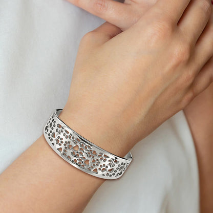 Chisel Stainless Steel Polished Paw Print Cut-out Hinged Bangle