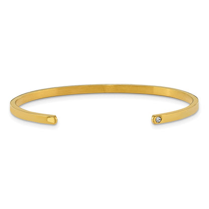 Chisel Stainless Steel Polished and Enameled Yellow IP-plated with Crystal LOVE YOU TO THE MOON AND BACK 3mm Cuff Bangle