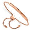Chisel Stainless Steel Polished and Hammered Rose IP-plated Adjustable Bar Bracelet